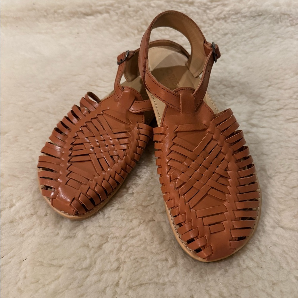 Origo Brown Woven Leather Sandals, huaraches, barefoot, minimalist sandals